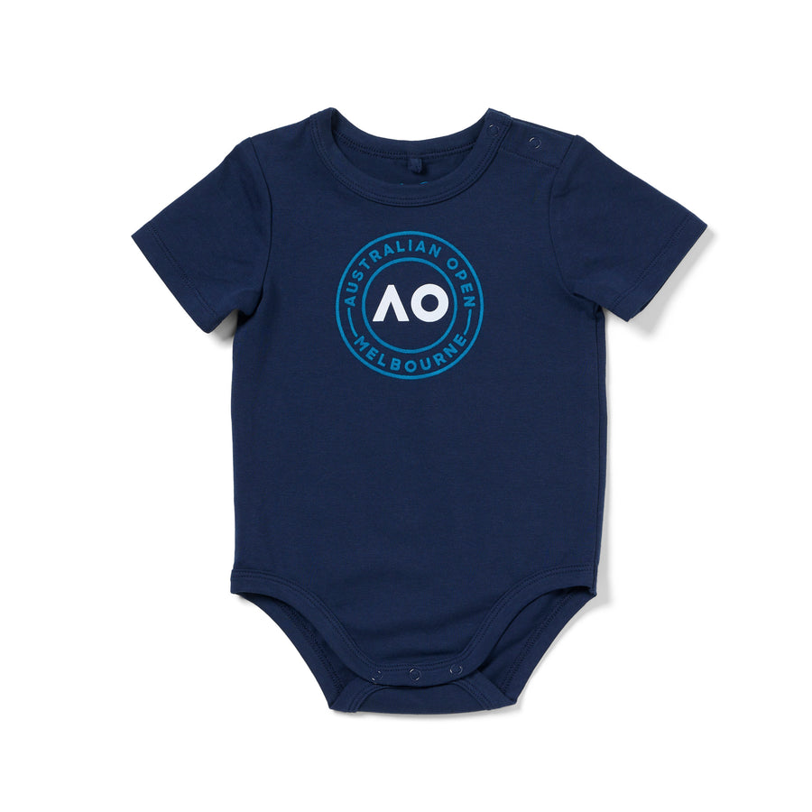 Baby Australian Open Logo Romper Navy