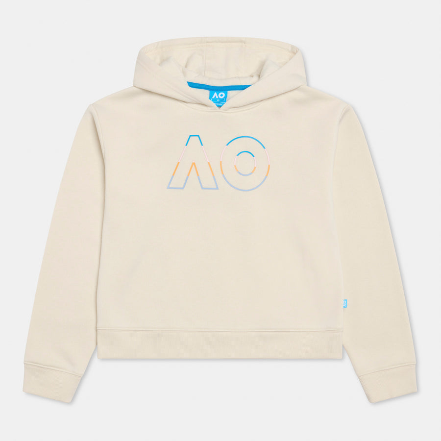 Girls Australian Open Logo Hoodie Cream
