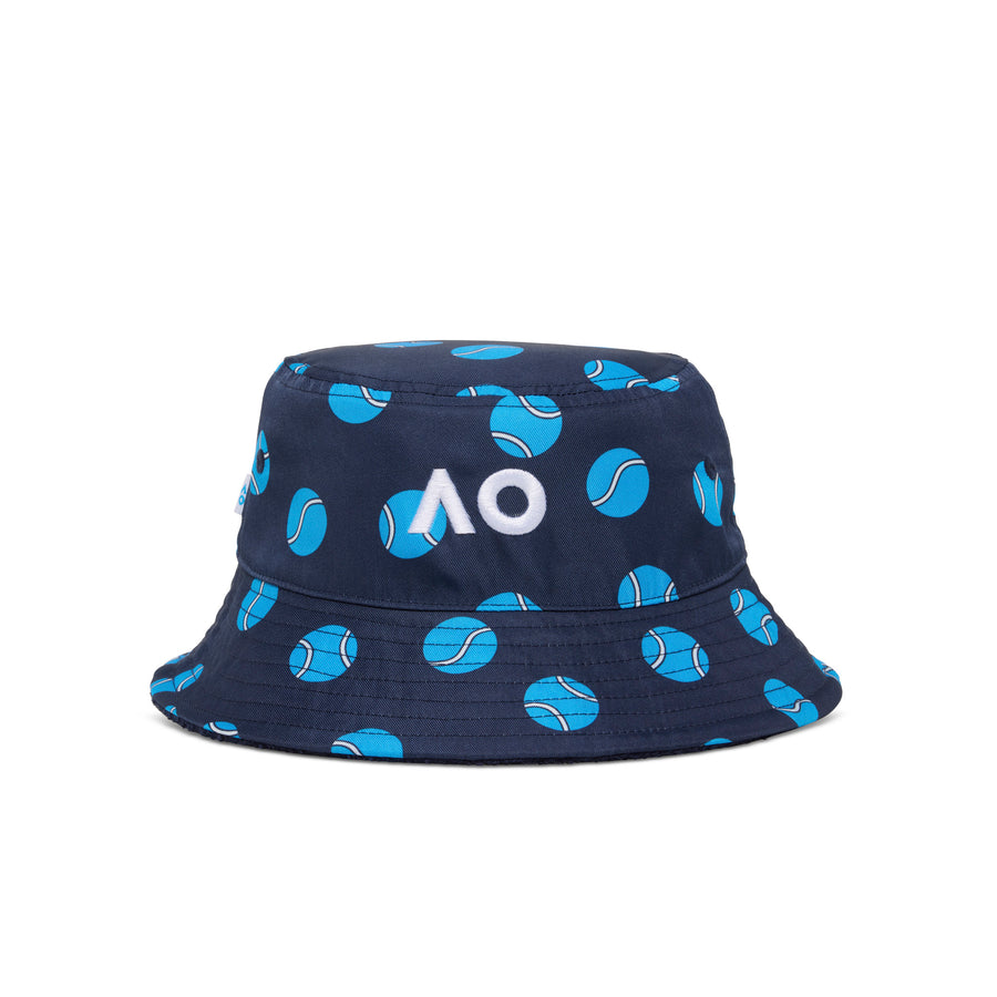 Kids Australian Open Tennis Ball Bucket Hat Navy