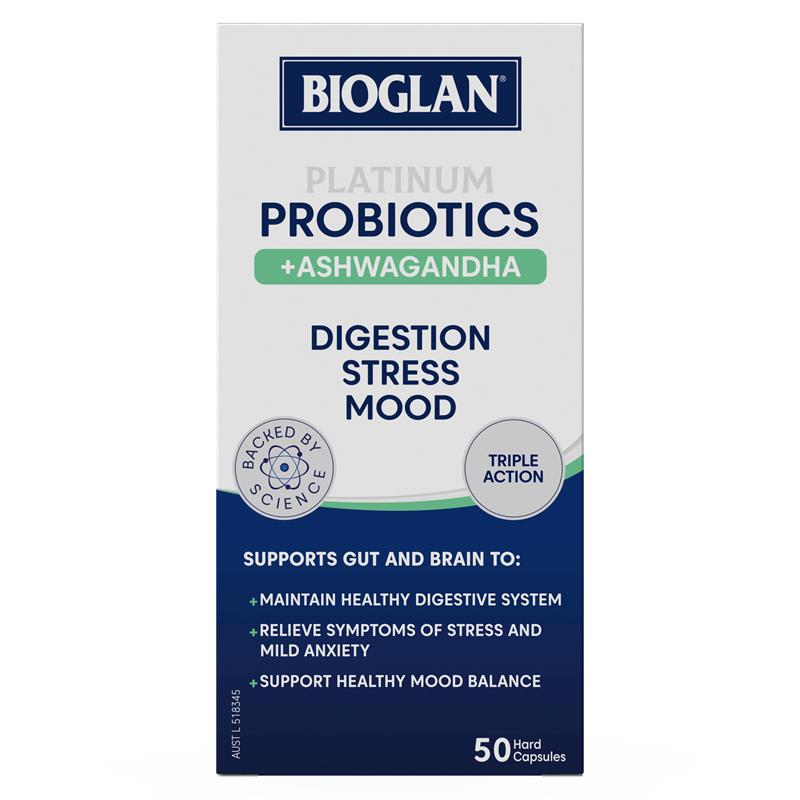 Bioglan Platinum Probiotic + Ashwagandha 50 Capsules