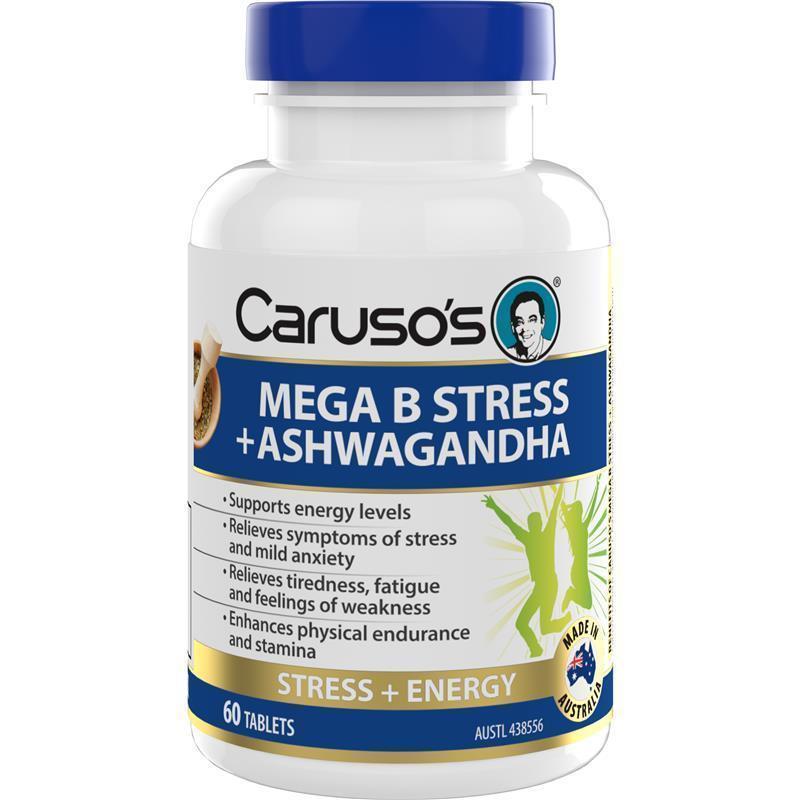 Carusos Mega B Stress + Ashwagandha 60 Tablets