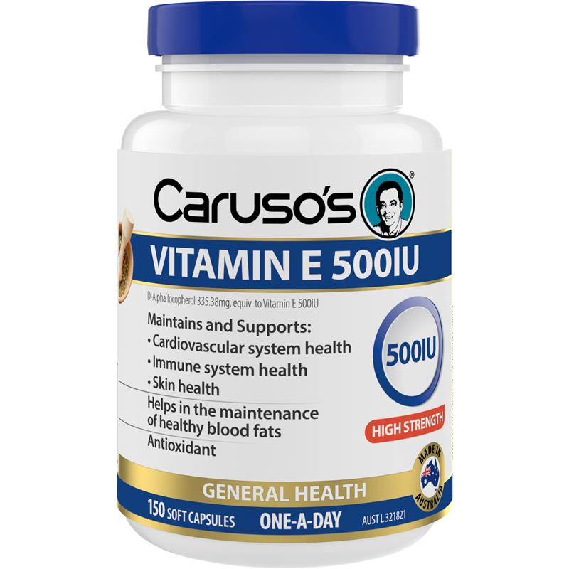 Carusos Vitamin E 500IU 150 Capsules