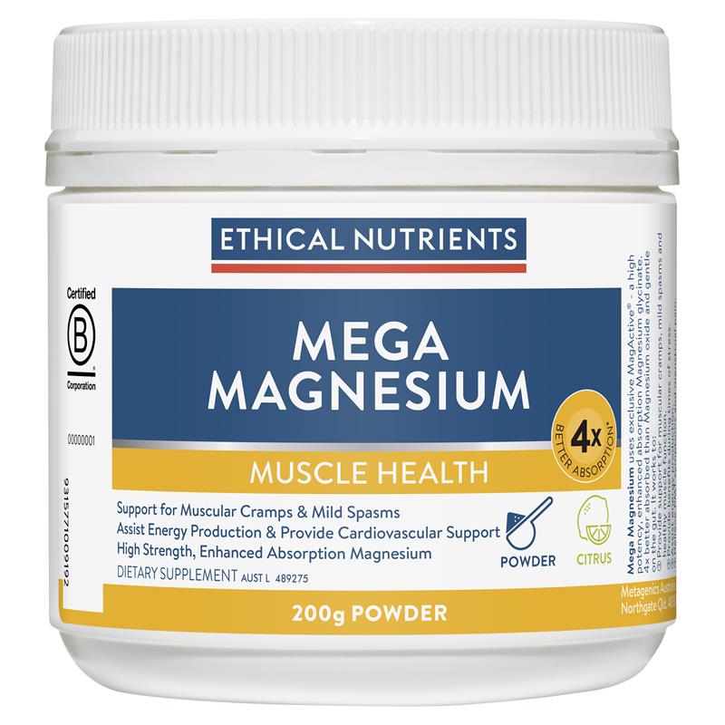 Ethical Nutrients Mega Magnesium 200g Powder Citrus