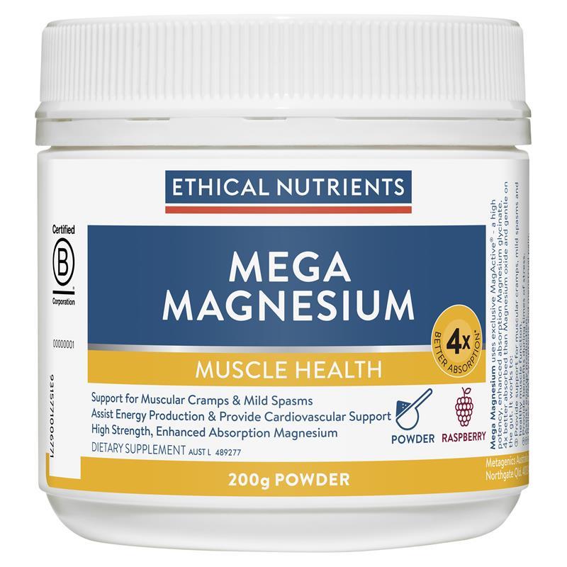 Ethical Nutrients Mega Magnesium 200g Powder Raspberry