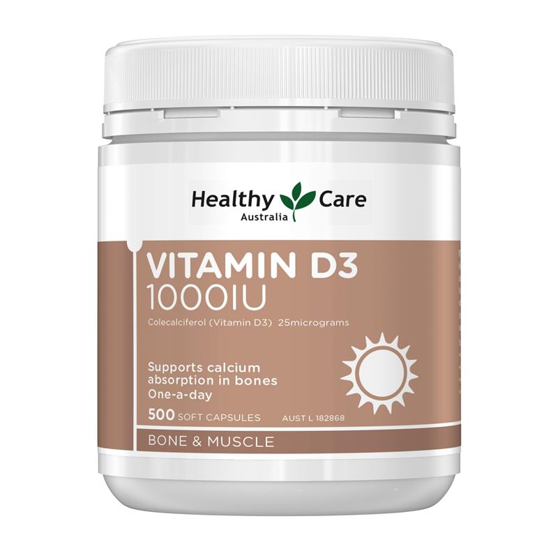 Healthy Care Vitamin D3 1000IU 500 Capsules
