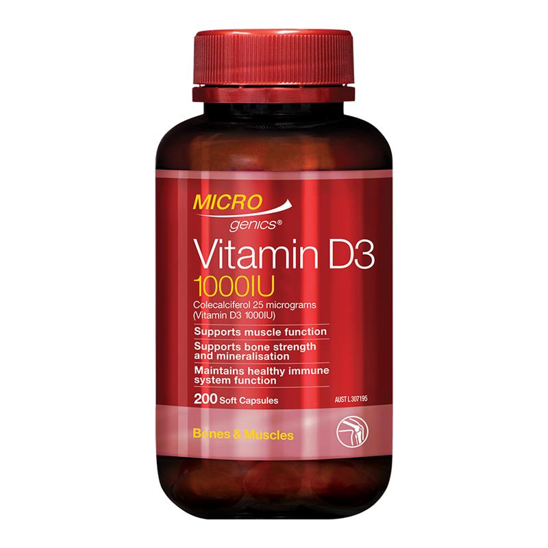 Microgenics Vitamin D3 1000IU 200 Capsules