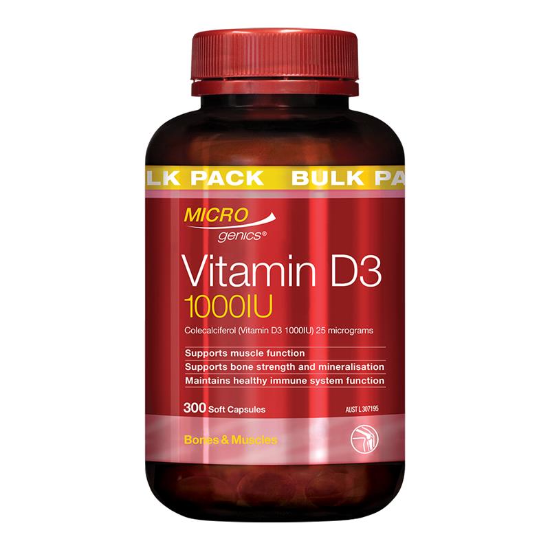 Microgenics Vitamin D3 1000IU 300 Capsules