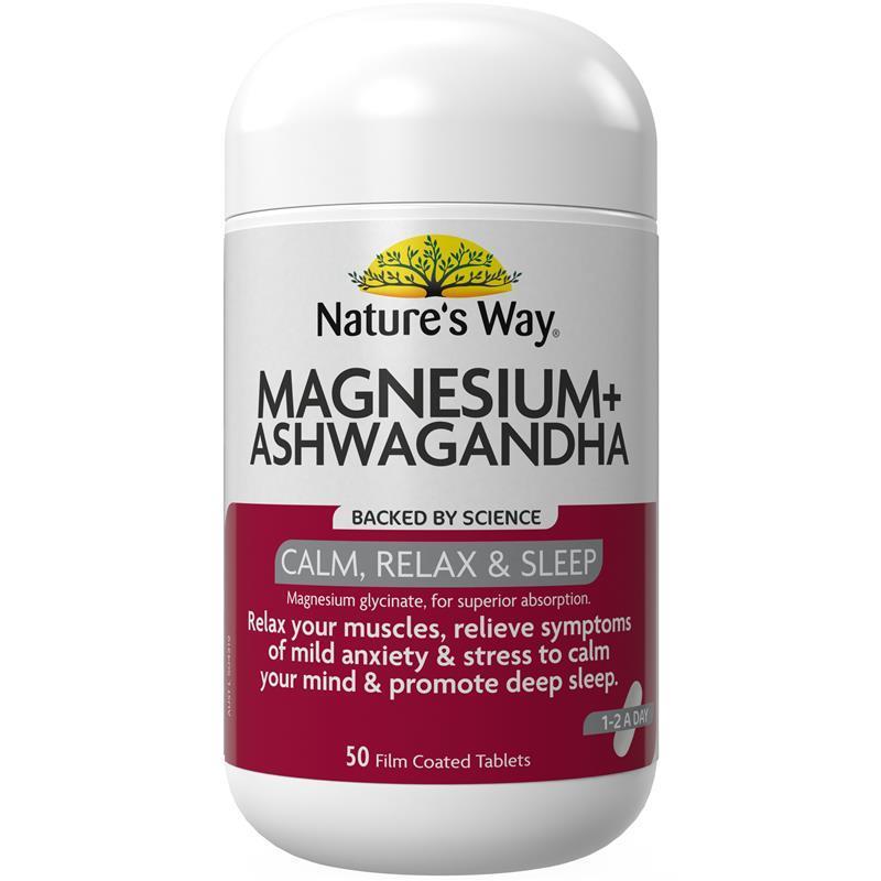Nature's Way Magnesium + Ashwagandha 50 Tablets