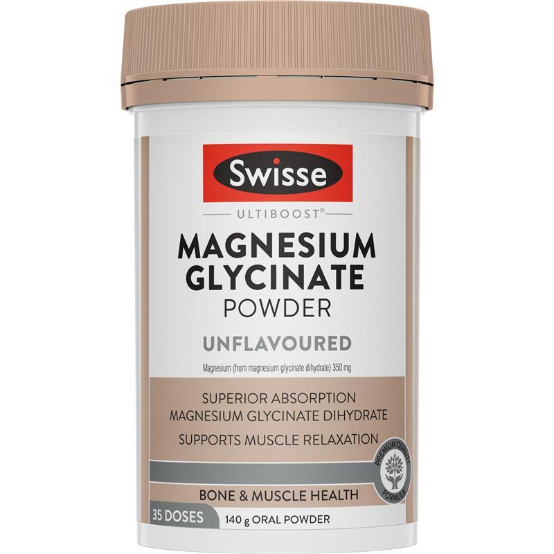 Swisse Ultiboost Magnesium Glycinate Unflavoured Powder 140g