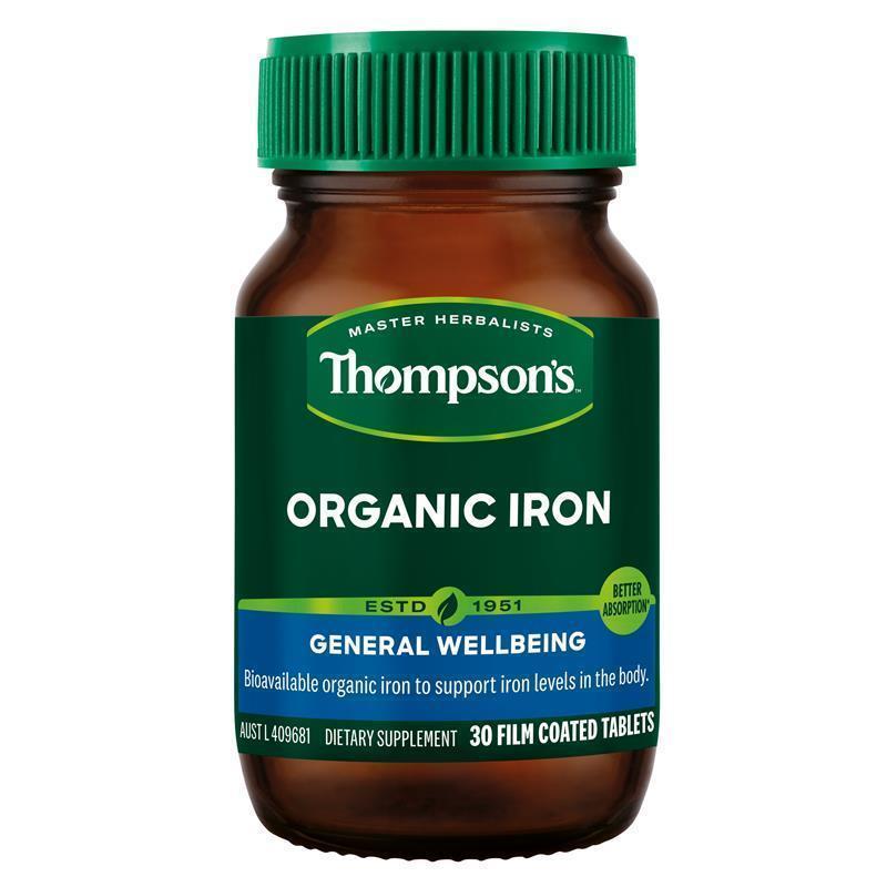 Thompson's Organic Iron 24mg 30 Tablets