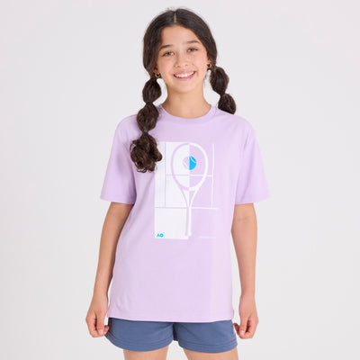 Kids Australian Open Racquet T-Shirt Purple