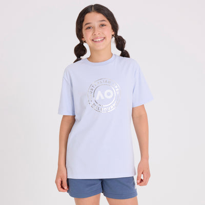 Kids Australian Open Round Logo T-Shirt Light Blue