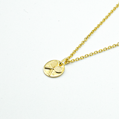 Australian Open Crossed Racquet Coin Necklace Gold