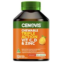 Cenovis Chewable Triple Action C D & Zinc 120 Tablets