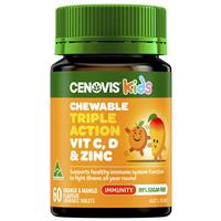 Cenovis Kids Chewable Triple Action C D & Zinc 60 Tablets