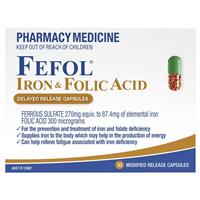 Fefol Iron & Folic Acid Delayed Release 30 Capsules