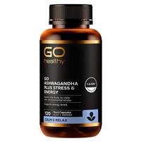 GO Healthy Ashwagandha Plus Stress & Energy 120 Hard Capsules Exclusive Size