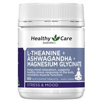 Healthy Care L-Theanine + Ashwagandha + Magnesium Glycinate 60 Tablets