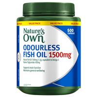 Nature's Own Odourless Fish Oil 1500mg 500 Capsules Exclusive Size