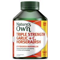 Nature's Own Triple Strength Garlic + C Horseradish 200 Tablets Exclusive Size