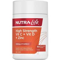 Nutra-Life High Strength Vitamin C 1200 + D + Zinc 60 Tablets