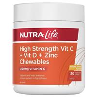 Nutra-Life Vit C+D+Zinc Chew 120 Tablets