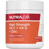 Nutra-Life Vit C + Vit D + ZINC. 200 Tablets