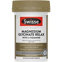 Swisse Ultiboost Magnesium Glycinate Relax + L-Theanine Day 60 Tablets