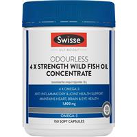 Swisse Ultiboost Odourless 4x Strength Wild Fish Oil Concentrate 150 Capsules